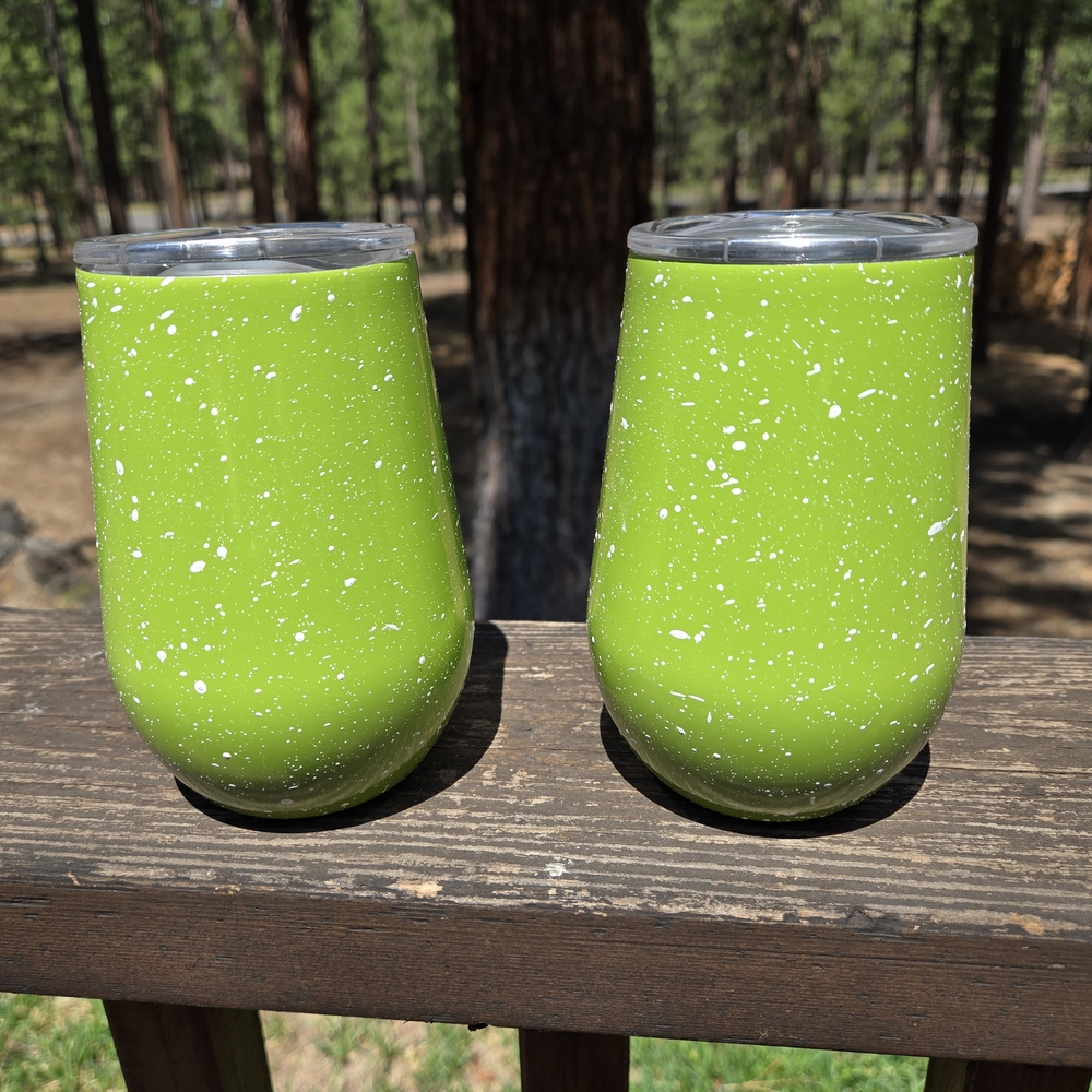 Vibrant Lime Green Speckled Tumblers